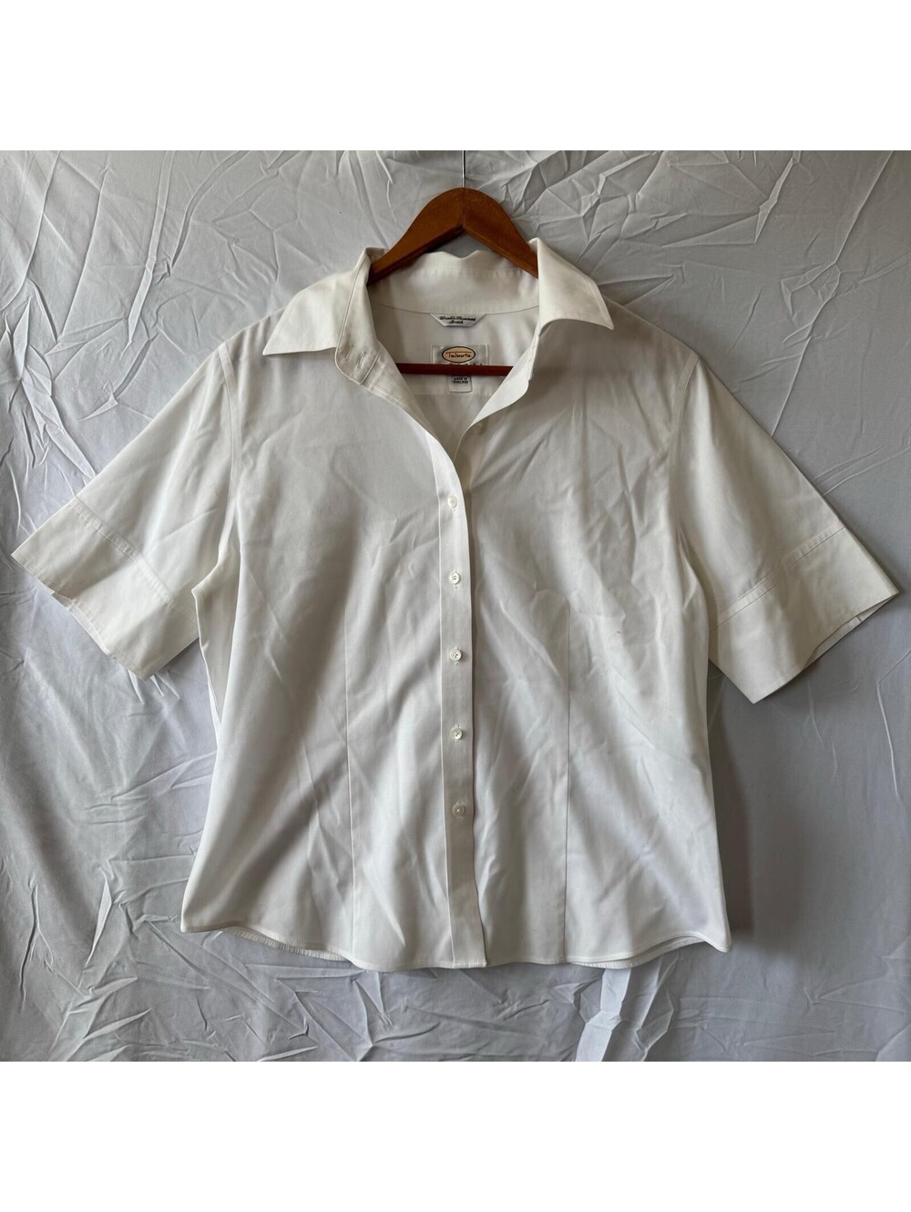 Talbots Shirt Womens 12 Petites White Wrinkle Resistant Stretch Cotton Button